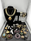 1LB VINTAGE Costume Jewelry Lot Rhinestone + SOME SIGNED Whiting Davis PELL SET