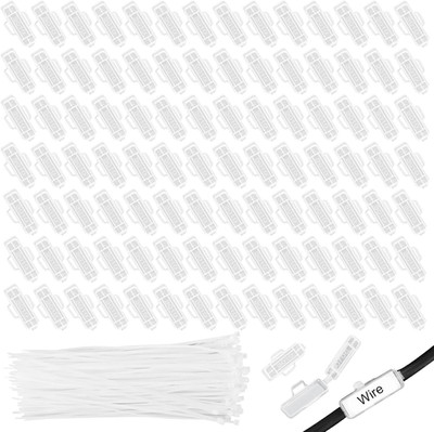 Kabelbeschriftung Set 100 Stück wiederverwendbare Kabelbinder Kabelmarkierung fü