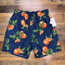 Old Navy Swim Trunks Mens Small Peach Fruit Navy Blue New