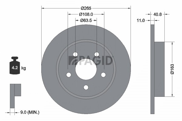 2X Pagid Bremsscheibe Voll Ø265Mm FüR Ford Focus II Da_ HCP DP FFS-image