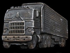 LG19169 GREAT VINTAGE 1979 CUT-OUT 18-WHEELER BIG RIG SEMI-TRUCK BUCKLE