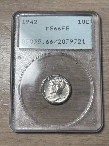 1942 Mercury Dime PCGS Rattler MS 66 FB Full Bands
