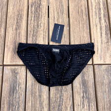 N2N Bodywear Men black Raider Mesh swim  bikini swimwear underwear size S