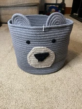 Decorative Basket - Cloud Island™ XL Coiled Bear Face Gray