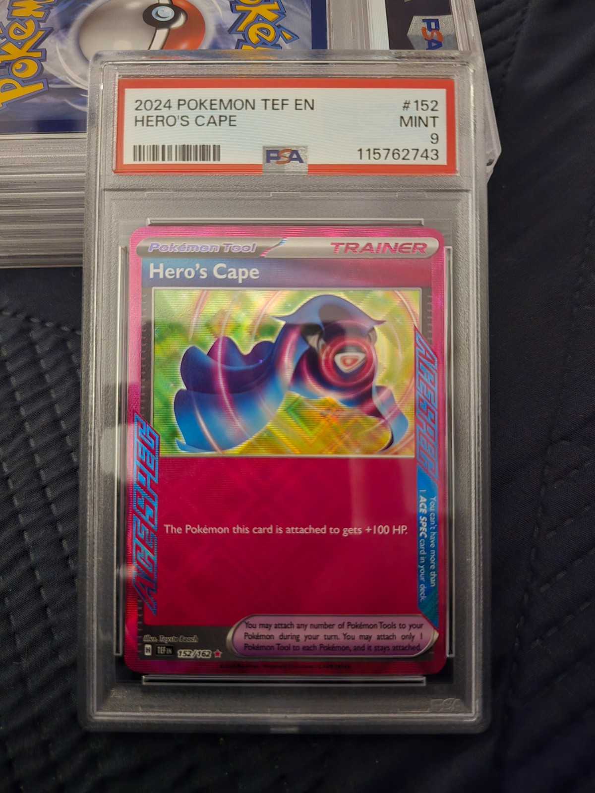 PSA 9 Hero's Cape 152/162 Pokémon TCG Temporal Forces MINT Holo