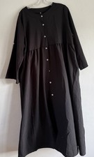 PLUS SIZE BLACK 3/4 SLEEVE MIDI  BUTTON DOWN DRESS SIZE:5XL