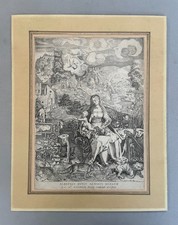 Jungfrau mit Kind in Landschaft, Radierung nach Sadeler und Dürer, 17. Jh.
