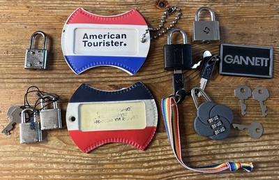 Vintage Luggage Locks Suitcase Name Tags Samsonite American Tourister Lot