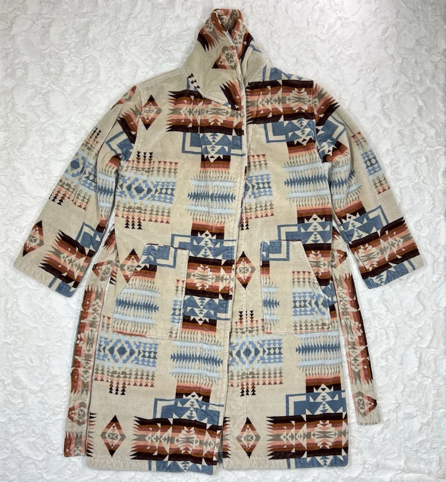 Pendleton Chief Joseph Classic Robe Womens L Rosewood Cotton Terry  Southwestern - Image 3 of 4
