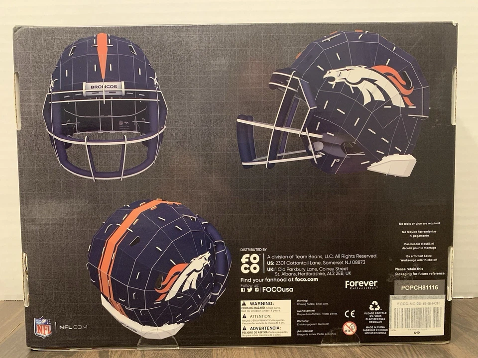 Denver Broncos 3D Football Helmet Puzzle PZLZ (NFL) New In Sealed Box - Image 2 of 3
