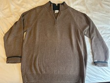Columbia Sweater Mens XL Tan / Brown Ribbed Pullover Cotton Long Sleeve 1/4 Zip