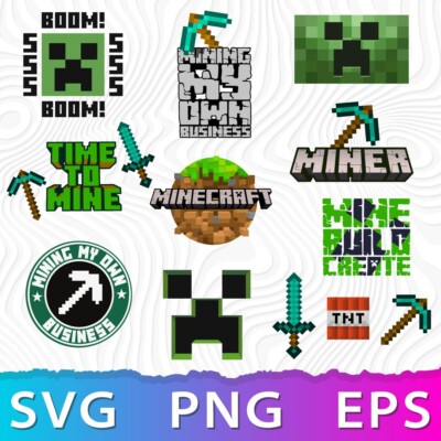 Minecraft Logo SVG, Creeper Face SVG, Minecraft Cut Files, Minecraft Cut Files