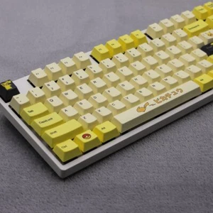 Cherry Profile Poke Yellow Gaming Dye-Sublimation Keycap Set PC Master Race