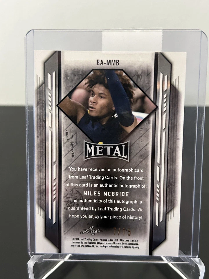 2022 Leaf Metal Miles McBride Purple Prismatic Auto RC #7/15. WVU Basketball. - Image 2 of 3