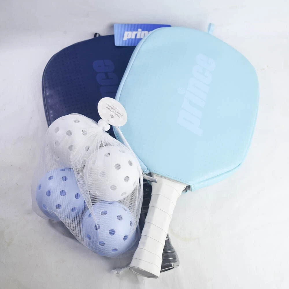 Premium 2-Player Pickleball Set with 2 Paddles 4 Balls 2 Zip Bags in Blue White