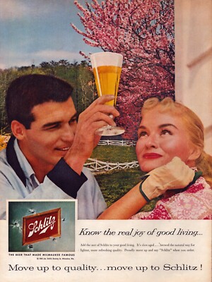 Schlitz Good Living Vintage Print Ad Life Magazine 1959 Move Up Spring Pilsner