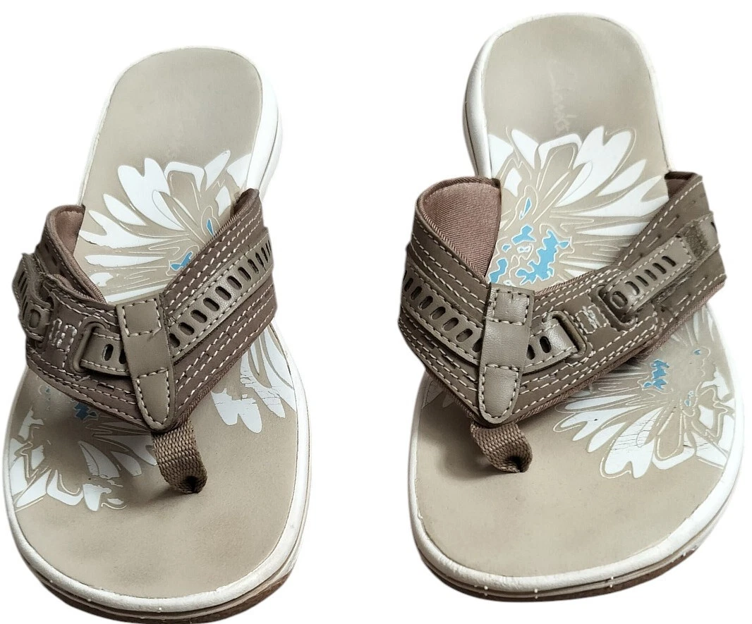 Sandali infradito donna Clarks TAN ammortizzati morbidi infradito regolabili taglia 8 ottime condizioni