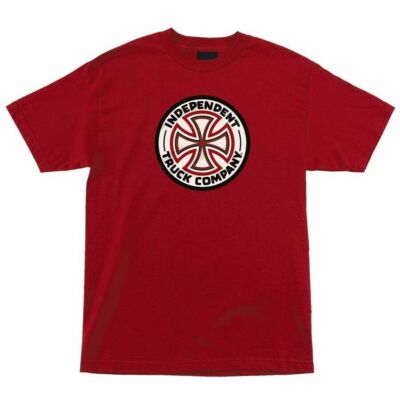 Independent Trucks RED/WHITE CROSS LOGO Skateboard T Shirt RED