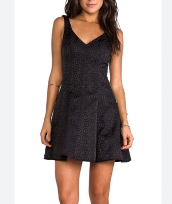 Amanda Uprichard Revolve Fit Flare Circle Pattern Little Black Dress Cocktail