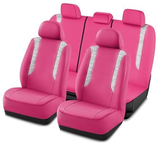 Car Seat Cover, Sparkly Crystal Bling Glitter with Hot Full Set Hot Pink Full-image