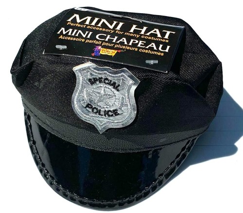 BLACK MINI POLICE HAT Badge Chauffeur 