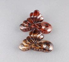Brown Tortoise 2 hair clips plastic barrette jaw claw clamp clip set pack