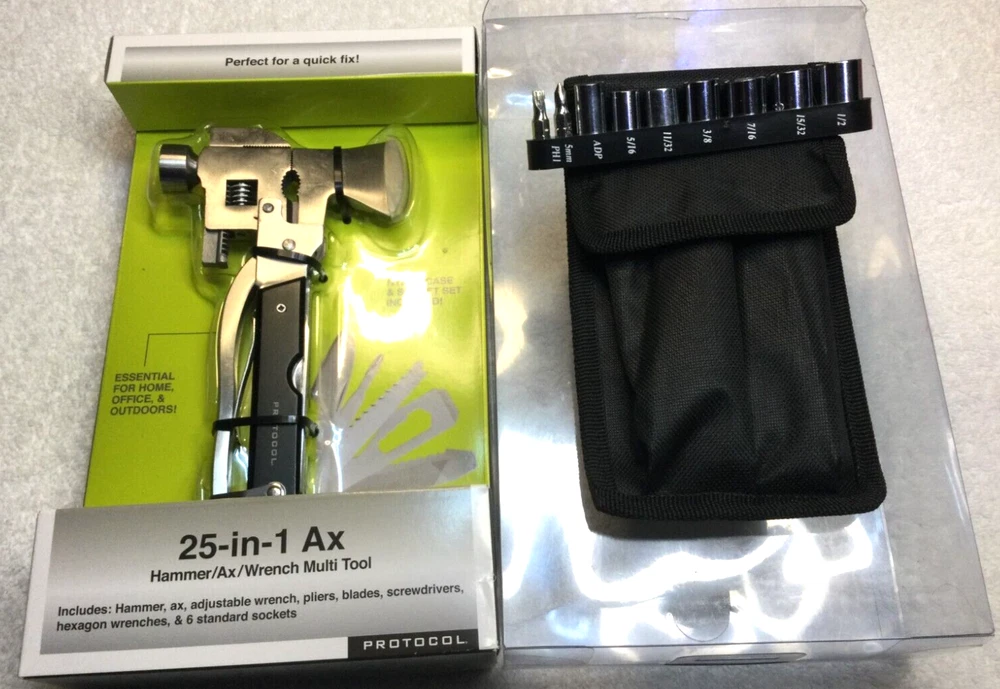 MULTI-TOOL & AX - 25 Tools in 1 + CASE & SOCKET DRIVER SET - Great GIFT!