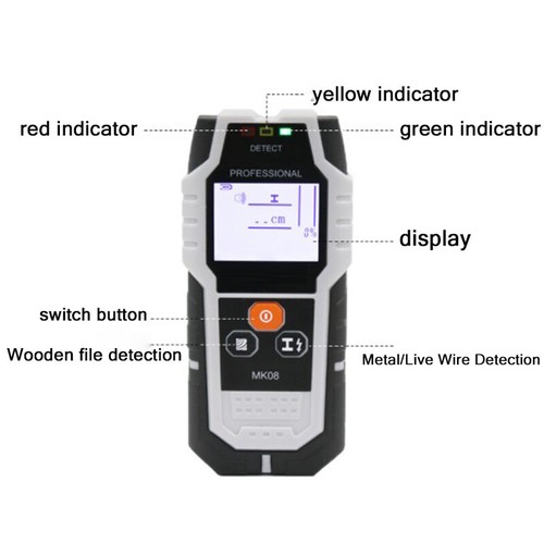 Stud Metal Detector Wall Scanner 120mm Metal Detector Rebar Copper Pipe AC Wood - Afbeelding 4 van 6