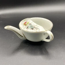 Antique Floral Invalid Infant Feeder Gold Trim