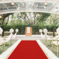3 33Ft Red Carpet Runner Thickened Non-slip Runway Rug for Weddings Parties US