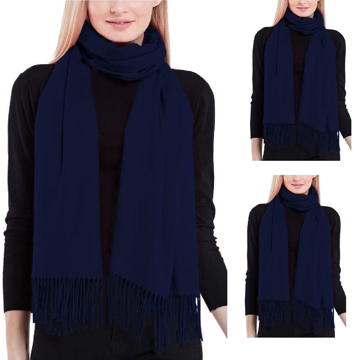 ladies navy cashmere scarf