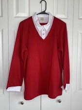 Vintage 90's Blair Sweatshirt V-Neck White Collared Button Fooler Top Women's M