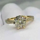 2Ct Round LabCreated Diamond Women's Wedding Ring 14k Yellow Gold Plated