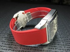 New 23mm Soft PU Rubber Strap CARTIER SANTOS 100 XL Diver Watch Band Red 23 mm