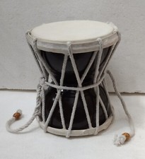 INDIAN MUSIC INSTRUMENT SHIVA DAMROO WOODEN DOUBLE HEAD LEATHER HAND PERCUSSION