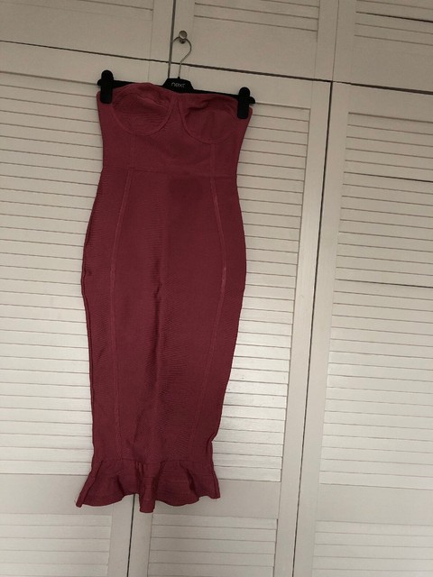 bandage frill hem midi dress