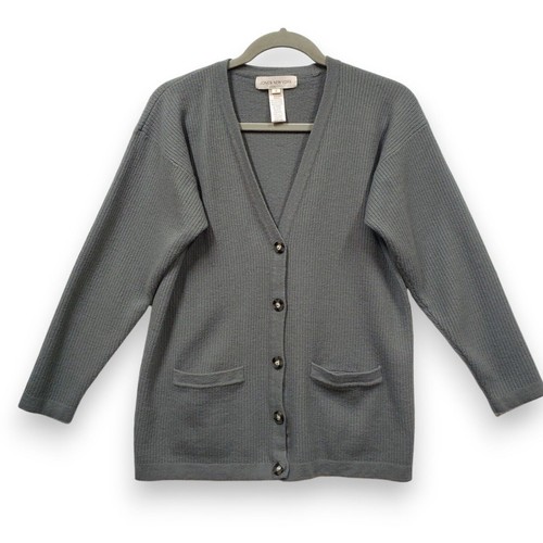 Jones New York Lamb Wool Blend Academia Cardigan Sweater S Teal Hong