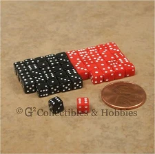 NEW 5mm 50 Black Red Mini Dice Set RPG Game Miniature 3/16 inch Tiny Gaming D6