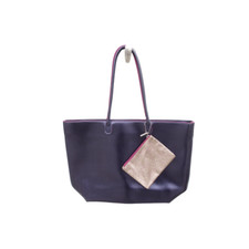 Bath Body Works Large Tote Navy Magenta with Sparkly Gold Coin Purse VIP Bag