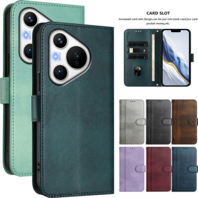 Leather Wallet Phone Case For Huawei Pura 70 P60 P50 P40 P30 Mate 60 Nova 11 12