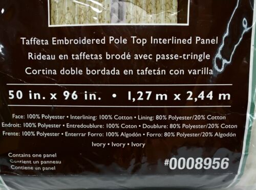 Allen And Roth Pole Top Panel Taffeta Embroidered Interlined Drapery - Picture 8 of 11
