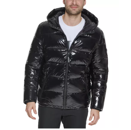 CALVIN KLEIN Men's Water-resistant Super Shine Hooded Puffer Jacket Black  Size M | eBay