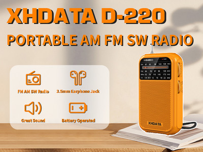 Portable Radio XHDATA D220 AM FM SW Shortwave Receiver Pocket 2AA Battery Earbud