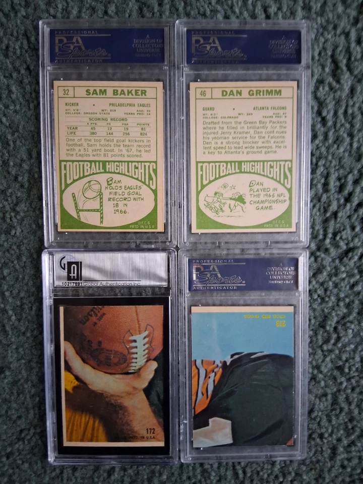 1968 TOPPS FOOTBALL LOT-BAKER, MILLER FARR, LYLES, DAN GRIMM, GAI/PSA 5.5, 6, 9 - Image 2 of 2