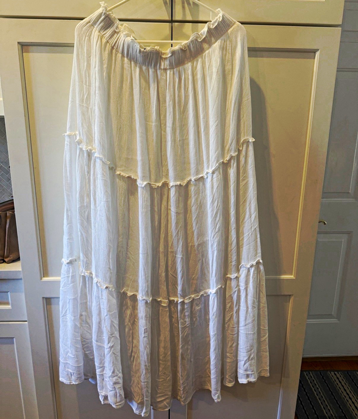 Maxi Falda Jaded Gypsy Darling Blanca 100% Algodón Volantes Largos L/XL