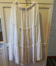 Jaded Gypsy Gypsy Darling Maxi skirt White 100 Cotton Long Ruffle L/XL