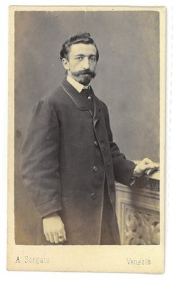 A16-CDV Albumin Business Card Man Butterfly Jacket Mustache Ph Sorgato Venice
