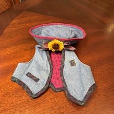 1995 American Girl Doll Denium Vest And Hat