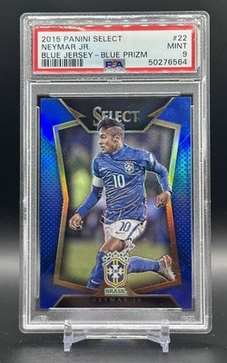 2015 Panini Select Neymar Jr Blue Jersey Blue Prizm #/299 PSA 9 Mint Brazil