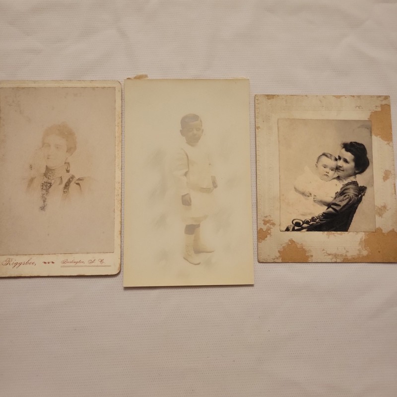 B. Riggsbee Lot 3 Sepia Original Portrait Photos Women Child Baby Unframed